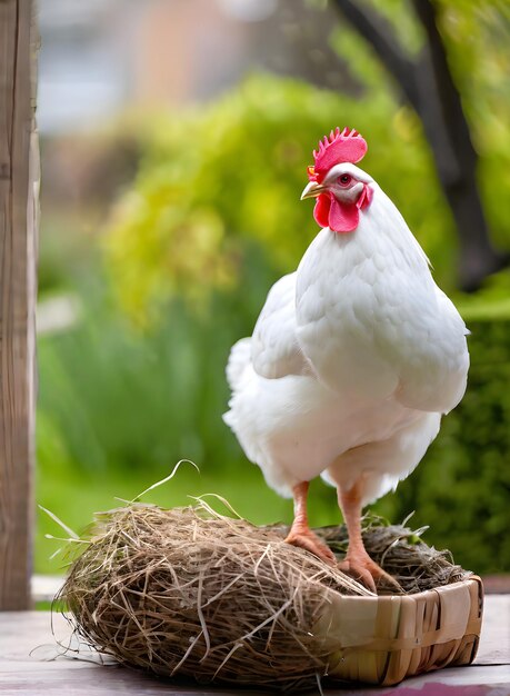 Foto a galinha de páscoa detalhada traz uma acolhedora de alta qualidade