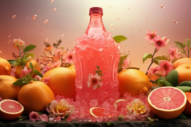 Foto a garrafa de suco de elixir de encantamento de mirtilo