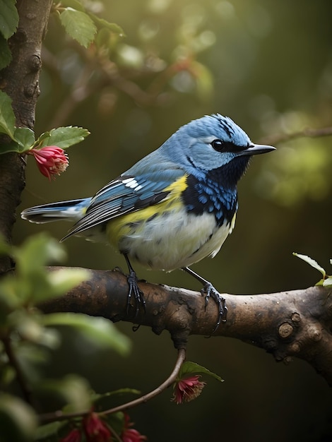 A graciosa elegância do Warbler Azul de Garganta Negra em seu habitat natural