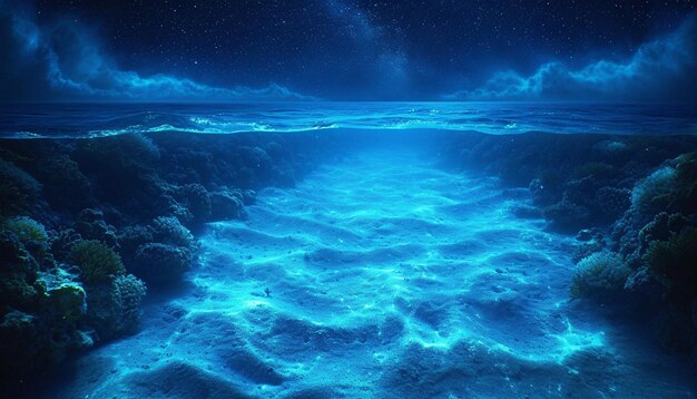 Foto a grande barreira de coral sob o céu estrelado