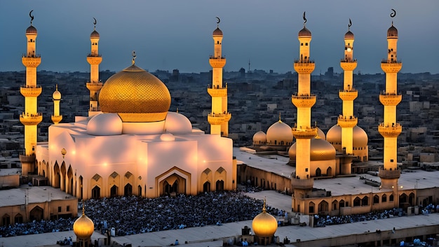 A grande mesquita no cairo à noite