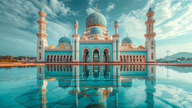 A Grande Mesquita Sheikh Zayed ao anoitecer em Abu Dhabi, Emirados Árabes Unidos