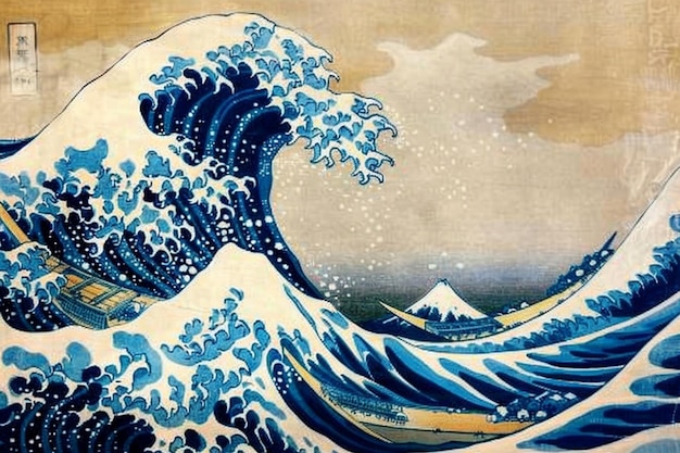A Grande Onda ao largo de Kanagawa foto do Dia Mundial da Arte