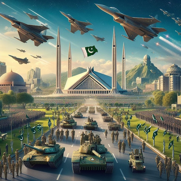 A grandeza de Islamabad em pixels uma obra-prima digital dos dias do Paquistão procissão militar