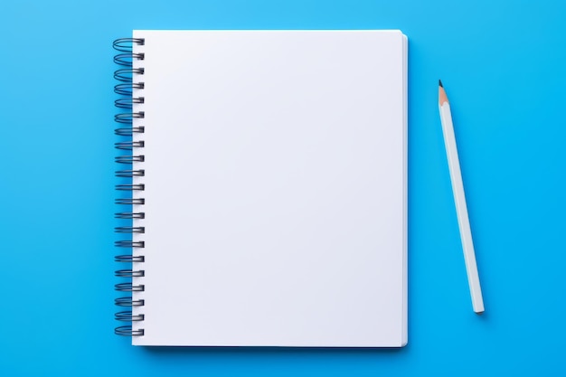 A harmonia artística de um caderno branco e um lápis azul 32 Perspectiva