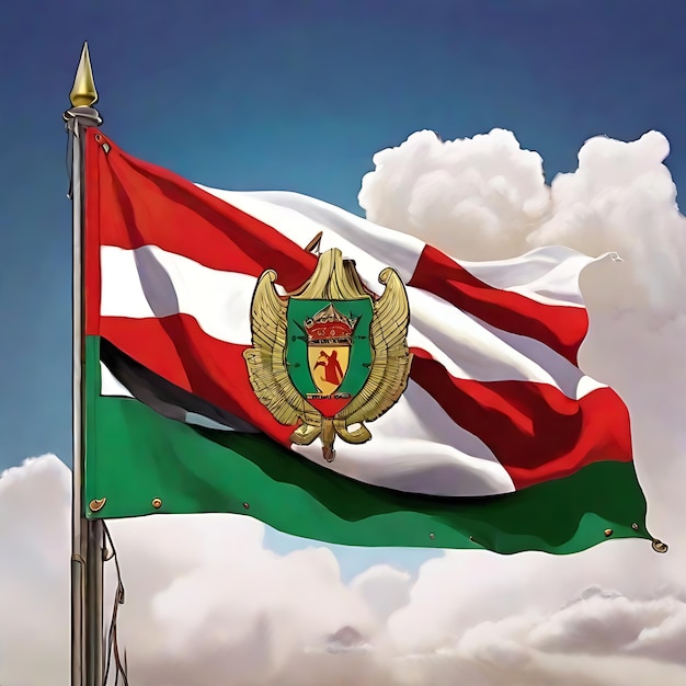 A hipnotizante bandeira da Palestina tremulando na brisa, um símbolo de esperança