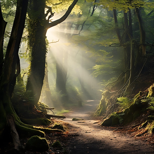 A IA gerou o Caminho da Selva com raios solares.