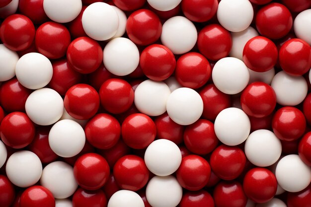 A IA gerou uma imagem de deliciosos doces vermelhos e brancos na época de Natal.