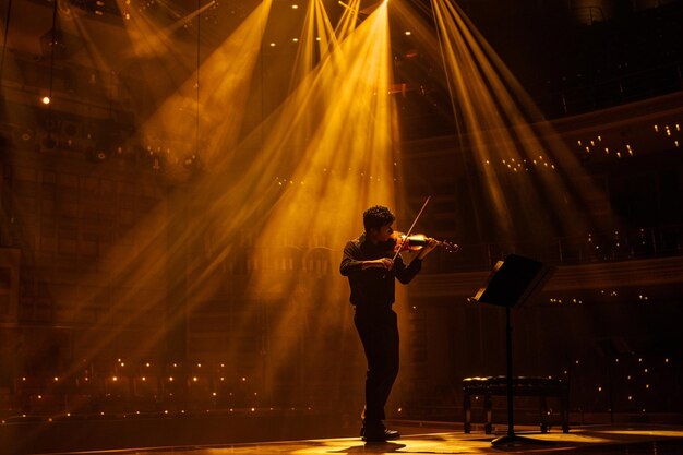 A iluminação dramática no grande palco melhora a ai gerativa