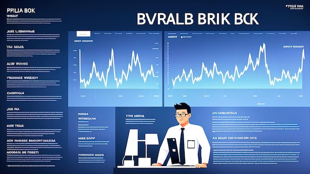 A ilustração de um corretor e de gráficos simboliza o negócio e as finanças do investimento em moeda da bolsa de valores