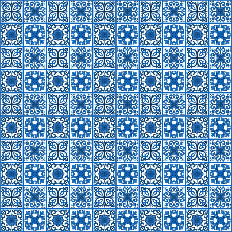 Foto a ilustração é um padrão decorativo de estilo azulejo o padrão é projetado em branco e azul