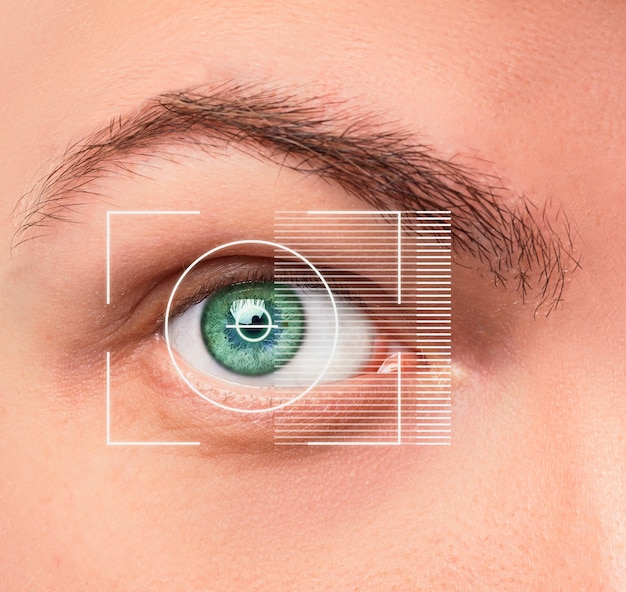 A imagem conceitual do olho digital ou identificação de um jovem