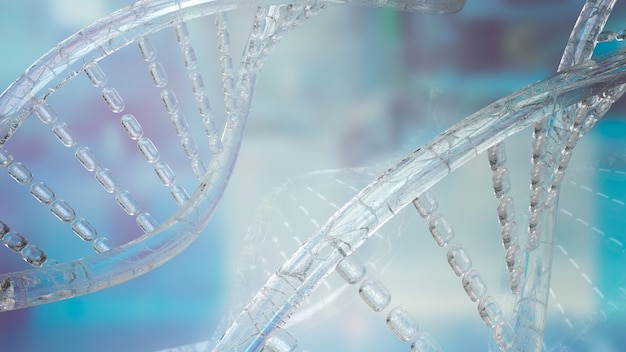 A imagem de fundo de dna para sci ou conceito médico renderização em 3D