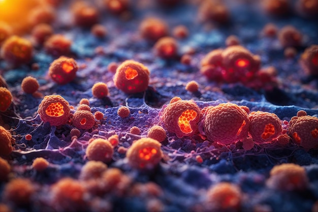 A imagem vibrante mostra uma visão microscópica do sangue ai generativa