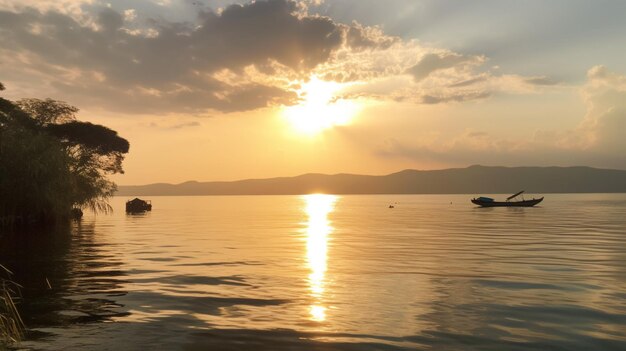 Foto a imensidão e a beleza do lago vitória