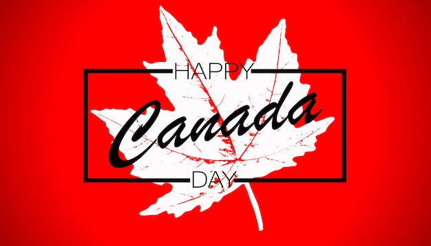 A inscrição Feliz Dia do Canadá com as cores do conceito de feriado do Dia do Canadá da bandeira nacional