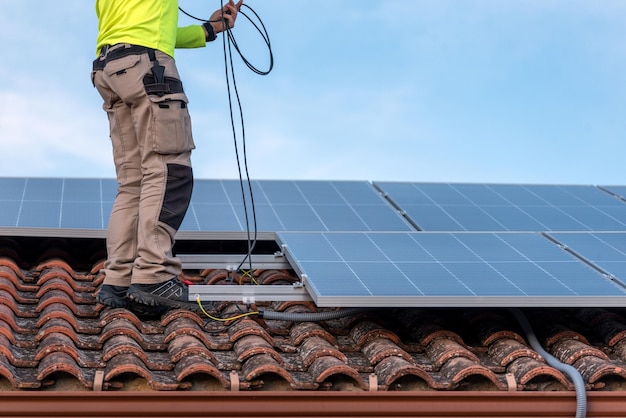 Foto a instalação de painéis solares representa uma economia de energia muito significativa