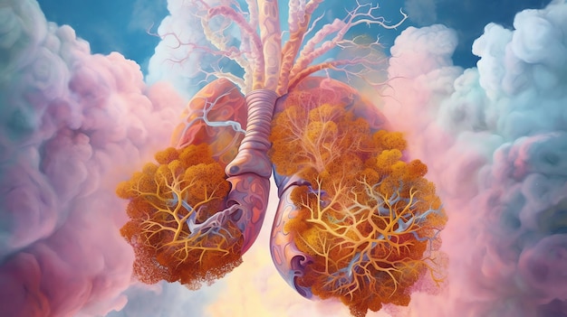 A interpretação do papel de parede de fundo do pulmão humano