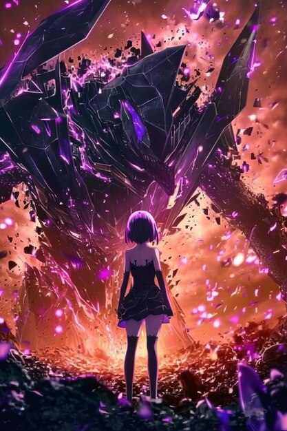 A jornada enigmática de Purple Anime Voidgirl através do vazio