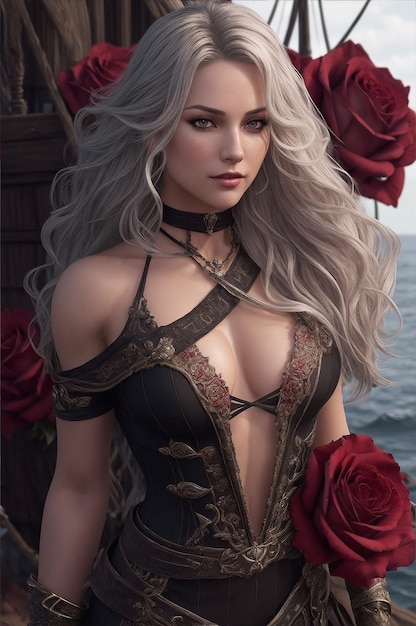 a jovem sexy em um vestido vermelho quente no barco, romântica e adorável postura corporal sexy