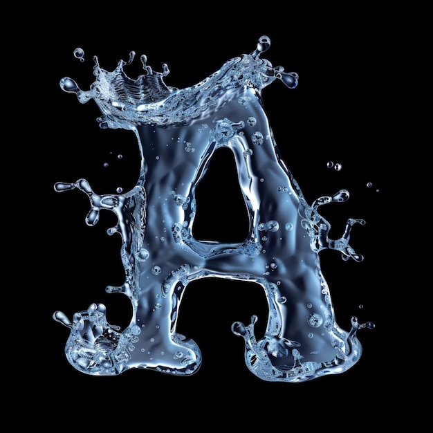 A letra "a" é feita de água com uma letra grande "a" nela.