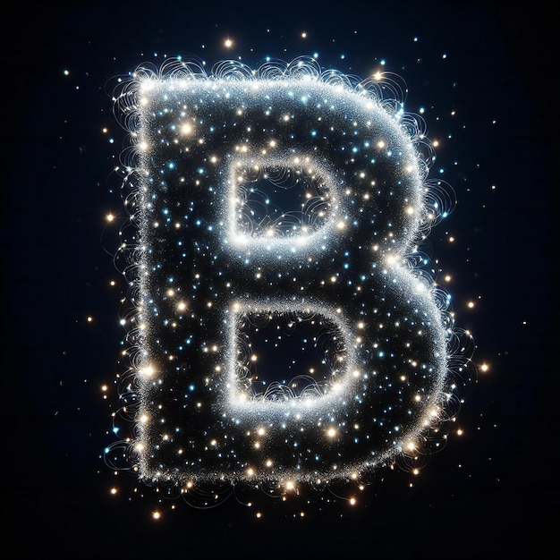 A letra B é composta por muitas pequenas estrelas.
