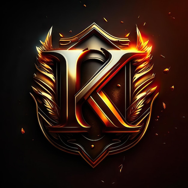 A letra K do logotipo em dourado