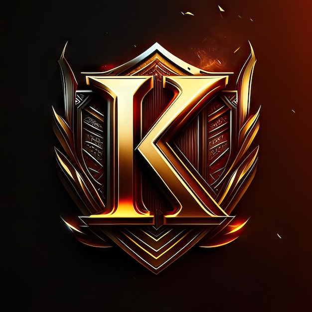 A letra K do logotipo em dourado