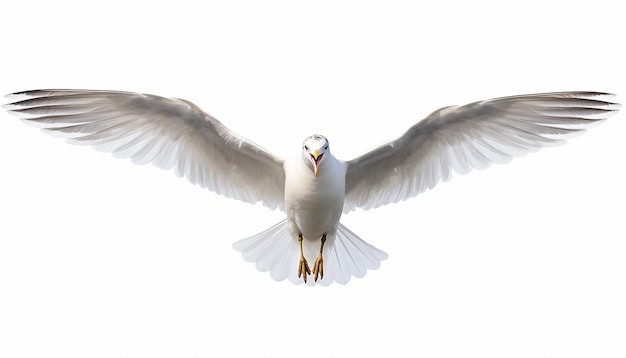 Foto a liberdade aérea do pássaro voador isolado em fundo branco