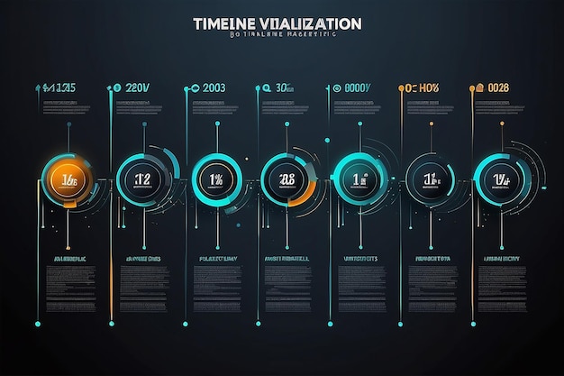 A linha do tempo de visualização de dados de negócios ícones infográficos projetados para modelo de fundo abstrato elemento marco diagrama moderno tecnologia de processo gráfico de apresentação de dados de marketing digital vetor