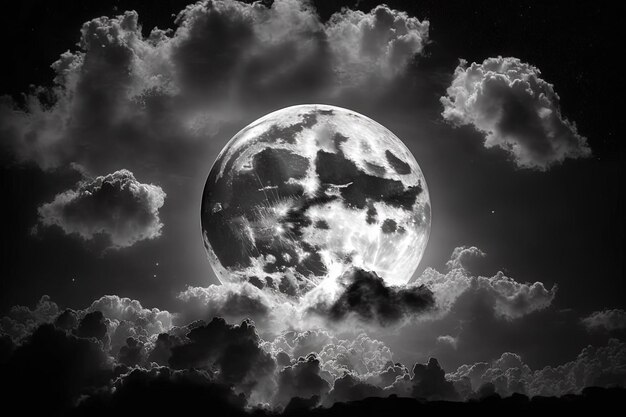 A lua cheia em um céu noturno nublado é típica do estilo barroco
