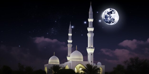 A lua e a mesquita em dubai