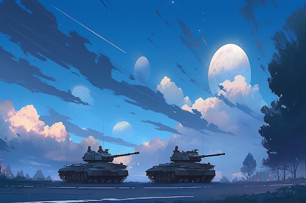 A lua e o tanque estão no céu