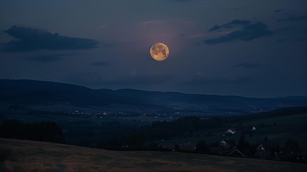 Foto a lua é visível através do céu noturno