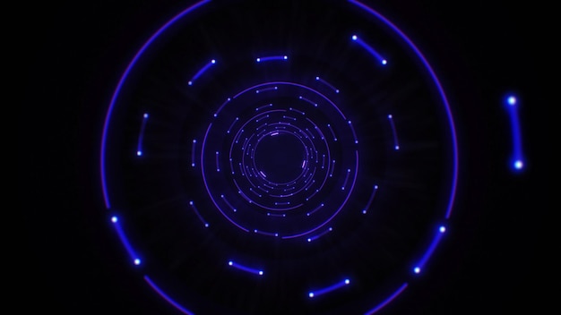 A luz abstrata azul circunda um loop contínuo Animação de um loop de túnel de fundo abstrato