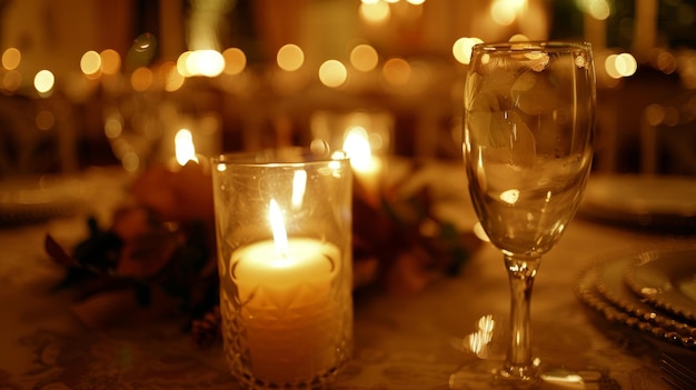 Foto a luz cintilante de velas perfumadas ilumina a sala lançando um brilho quente sobre o elegante
