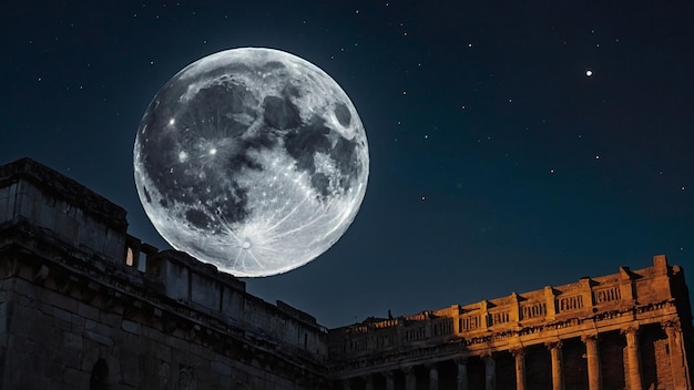 A luz da lua iluminando um marco histórico