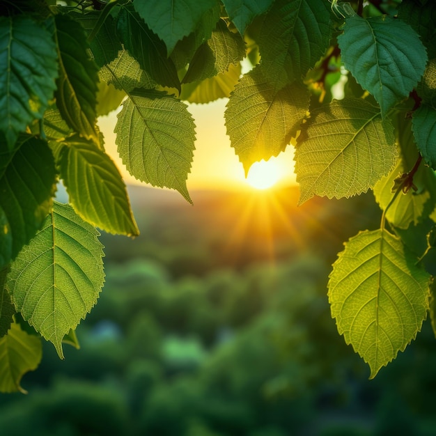 A luz do sol brilhando através das folhas de uma árvore