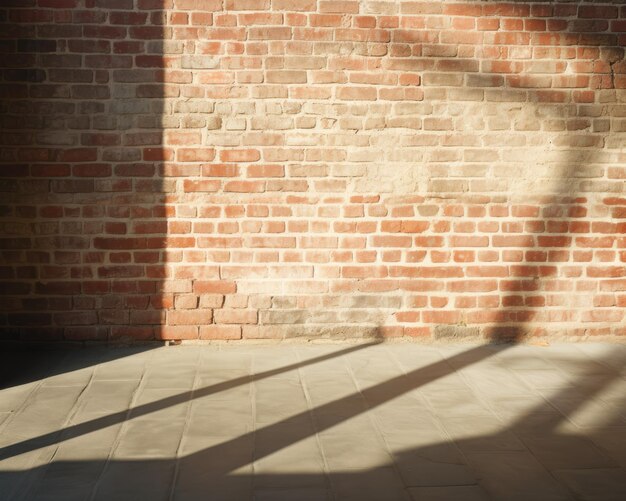 A luz do sol quente lançando sombras em uma parede de tijolos