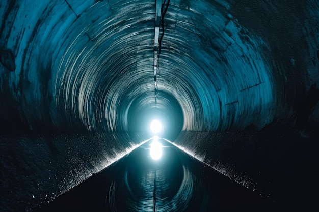 A luz no fim do túnel brilha intensamente no escuro Generative AI