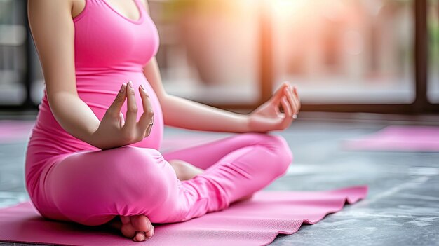 A mãe grávida encontra consolo na quietude da meditação