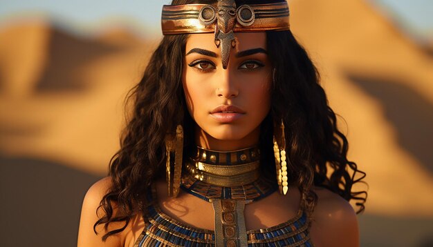 A mais bela adolescente egípcia imaginável elaborado antigo templo egípcio