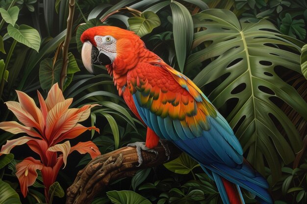 Foto a majestade do papagaio-ara-do-paraíso revelada