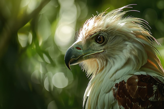 A majestosa águia filipina retrato de um animal selvagem e um predador habilidoso com um bico poderoso