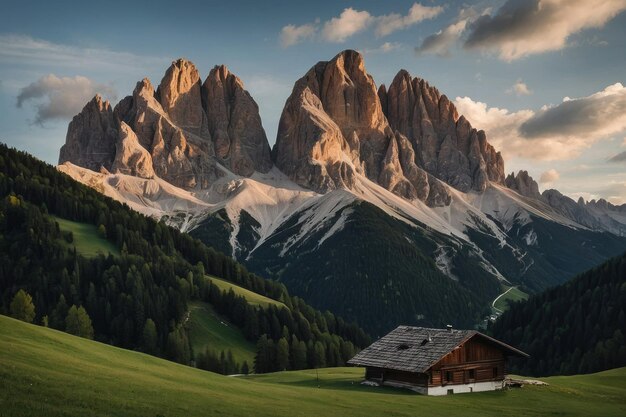 Foto a majestosa paisagem montanhosa ao anoitecer