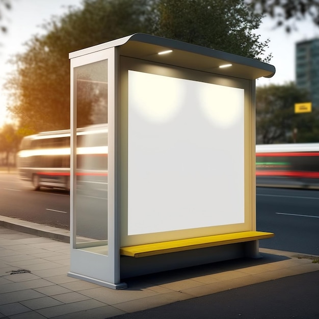 A maquete de uma caixa de luz publicitária vazia é exibida no ponto de ônibus sem nenhum texto Generative Ai
