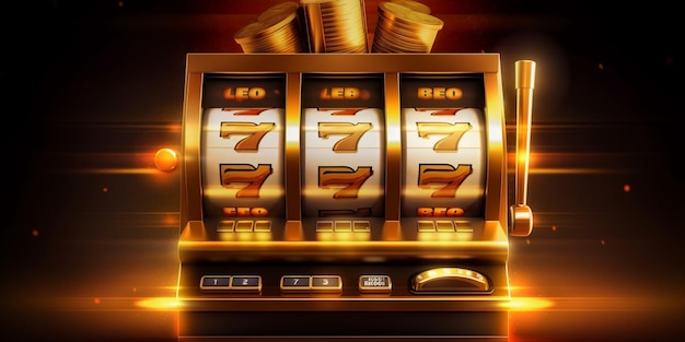 A máquina caça-níqueis de ouro do conceito de apostas ganha o jackpot do cassino do conceito de grande vitória do jackpot