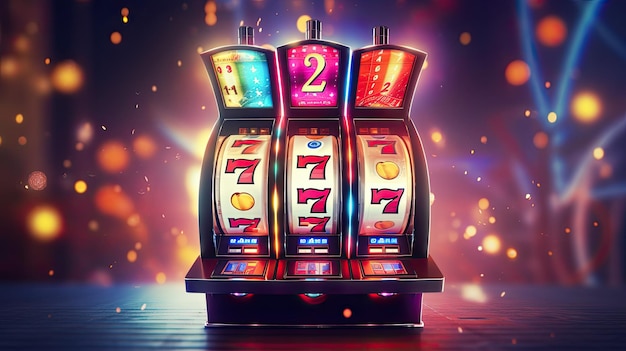 Foto a máquina caça-níqueis ganha o jackpot 777 conceito de grande vitória jackpot de cassino