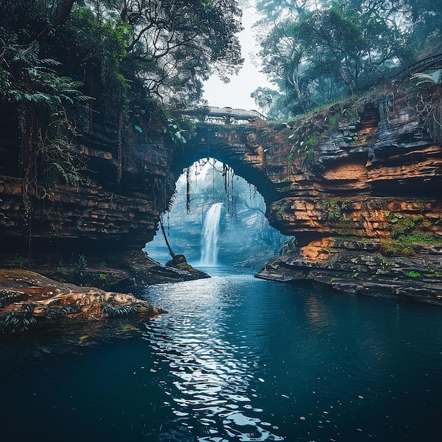 A maravilha em cascata de Meghalaya, a ponte de raízes duplas