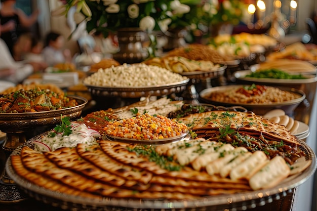 Foto a matzah mansion refeição uma lavada festa da páscoa onde a mesa é adornada com alimentos tradicionais matzah ocupa o centro do palco cercado por pratos como charoset maror e peixe gefilte